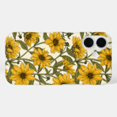 Coques Case-Mate iPhone Sunroot, tournesol sauvage sur blanc (Verso (horizontal))