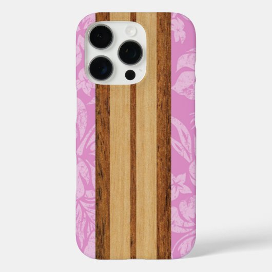Coques Case-Mate iPhone Sunset Beach Faux Wood Surboard Hawaiian Pink Cas (Verso)