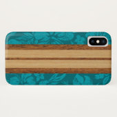 Coques Case-Mate iPhone Sunset Beach Faux Wood Surboard Hawaiian Turquoise (Dos (Horizontal))