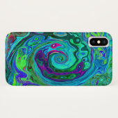 Coques Case-Mate iPhone Super Abstrait Retro Green et Blue Swirl (Dos (Horizontal))
