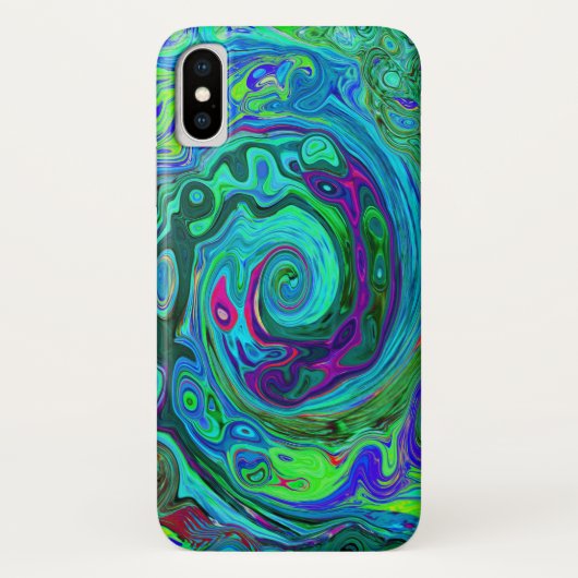 Coques Case-Mate iPhone Super Abstrait Retro Green et Blue Swirl (Dos)