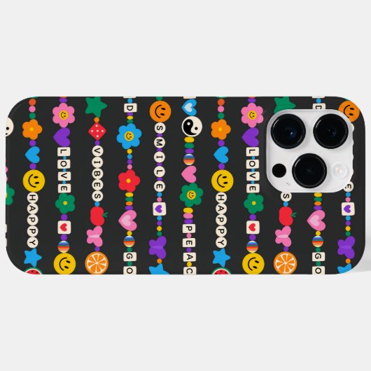 Coques Case-Mate iPhone Super Good Vibes Love Smile Perles rétro (Verso (horizontal))