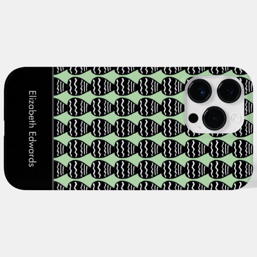 Coques Case-Mate iPhone Super moderne vert et Motif noir (Verso (horizontal))