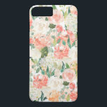 Coque Case-Mate Pour iPhone Superbe aquarelle féminine motif floral<br><div class="desc">Donc féminin,  cette belle étui téléphonique est dotée d'un motif de roses aquarellés,  de pivoines et de fleurs assorties en pêche,  rose et blanc cassé avec une végétation éparpillée.</div>