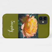 Coques Case-Mate iPhone Superbe, élégante rose jaune, avec nom (Dos (Horizontal))