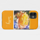 Coques Case-Mate iPhone Superbe, élégante rose jaune, avec nom (Dos (Horizontal))