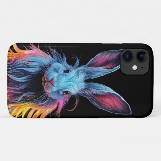 Coques Case-Mate iPhone Superbe Lapin Bleu en feu (Dos (Horizontal))