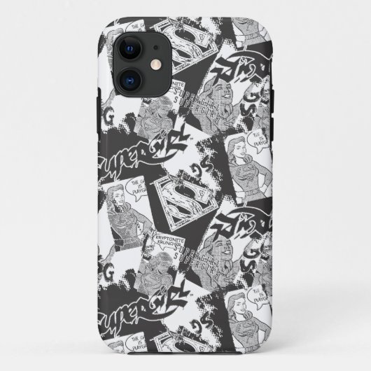 Coques Case-Mate iPhone Supergirl noir et blanc collage 2 (Dos)
