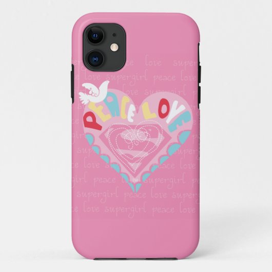 Coques Case-Mate iPhone Supergirl Paix et amour rose (Dos)