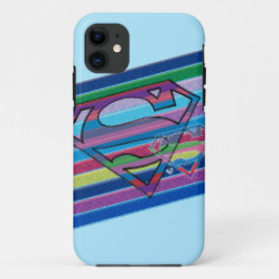 Coque iPhone 11 Supergirl Striped Rainbow Logo