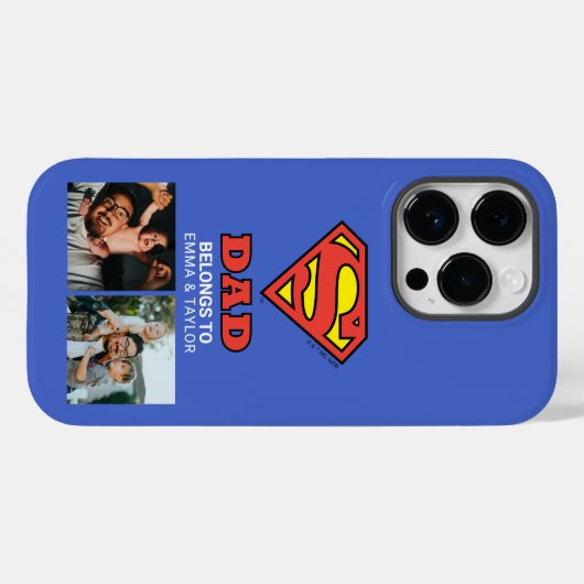 Coques Case-Mate iPhone Superman | "Ce Super Papa Appartient À" (Verso (horizontal))