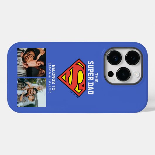 Coques Case-Mate iPhone Superman | "Ce Super Papa Appartient À" (Verso (horizontal))