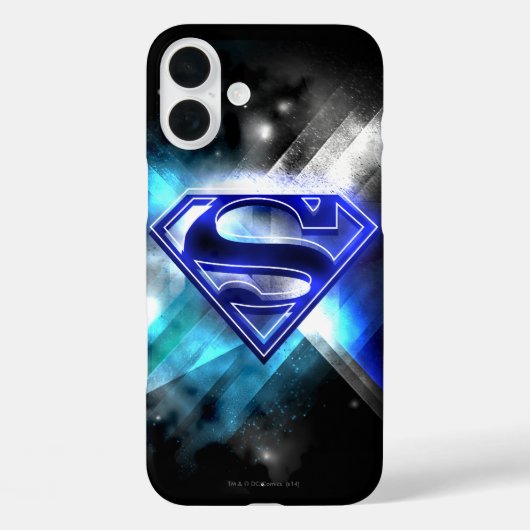Coques Case-Mate iPhone Superman Stylisé | Logo en cristal bleu blanc (Verso)
