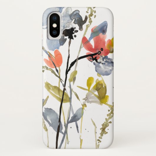 Coques Case-Mate iPhone Superposition de fleurs - Aquarelle Fleurs et tige (Dos)
