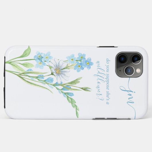 Coques Case-Mate iPhone Supposez-vous qu'elle soit un Monogramme bleu Fleu (Dos (Horizontal))