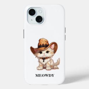 Coque Pour iPhone 15 Surcharge de laideur Meowdy Western Cat