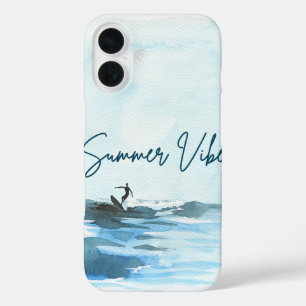 Coques iPhone 16 Surf aquarelle Vibe été