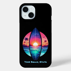 Coque Pour iPhone 15 Surf au coucher du soleil