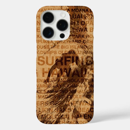Coques Case-Mate iPhone Surf Hawaii Green Room Faux Wood Surfer (Verso)
