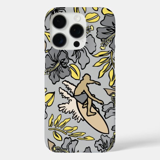 Coques Case-Mate iPhone Surf Pareau Hawaiian Hibiscus Surf Grey (Verso)