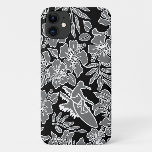 Coques Case-Mate iPhone Surf Pareau Hawaiian Hibiscus Surf Grey (Dos)