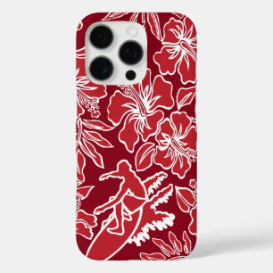Coques iPhone 16 Pro Surf Pareau Hawaiian Hibiscus Surf Rouge