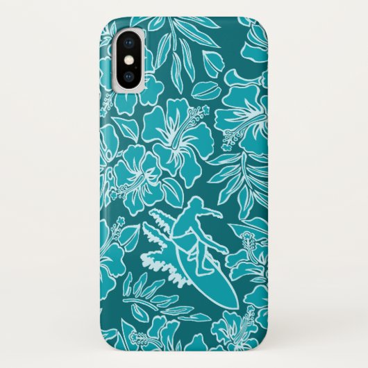Coques Case-Mate iPhone Surf Pareau Hawaiian Hibiscus Surf Turquoise (Dos)