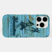 Coques Case-Mate iPhone Surf Shack Hawaiian Faux Wood Turquoise  (Verso (horizontal))