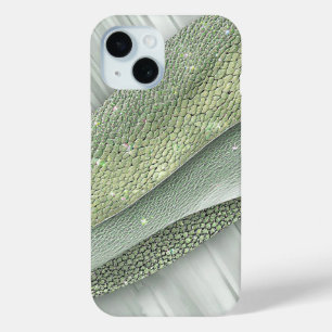 Coque Pour iPhone 15 Surface scintillante avec motifs organiques