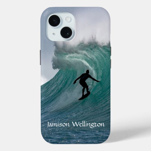 Coques Case-Mate iPhone Surfer silhouette Catching a huge wave Personalize (Verso)