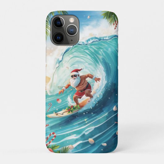 Coques Case-Mate iPhone Surfing Santa Christmas with Santa Surfer (Dos)