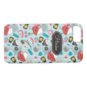 Coques Case-Mate iPhone Sushi bleu kawaii personnalisé (Dos (Horizontal))