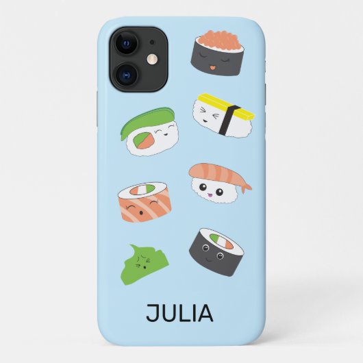 Coques Case-Mate iPhone Sushi Joy : Blue Kawaii Style Cas de Téléphone Ill (Dos)