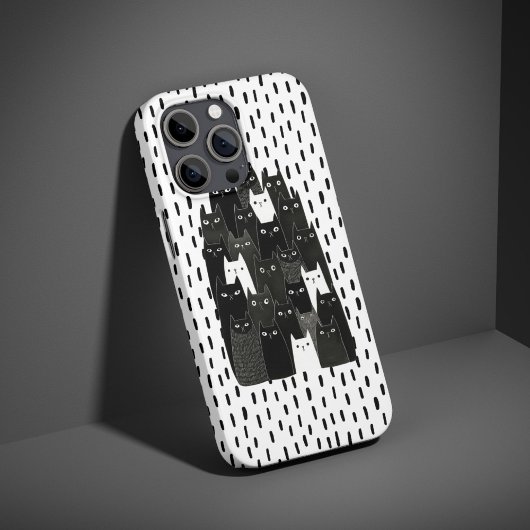 Coques Case-Mate iPhone Suspicious Cat Patterns Funny Black Cat Art Design