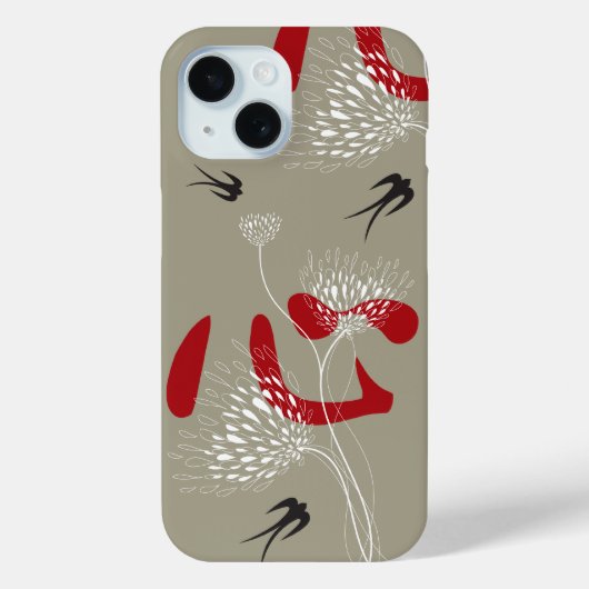Coques Case-Mate iPhone Swallow Birds Chinese Heart Oriental Kanji Floral (Verso)