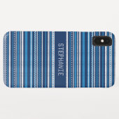 Coques Case-Mate iPhone Sweat Bleu Blancs Frappe Noël Personnalisé (Dos (Horizontal))