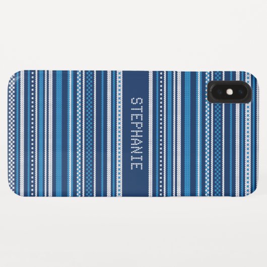 Coques Case-Mate iPhone Sweat Bleu Blancs Frappe Noël Personnalisé (Dos (Horizontal))