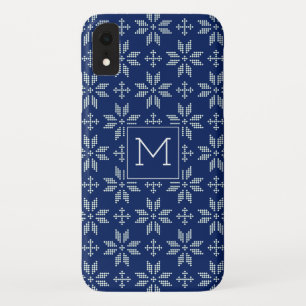 Case-Mate iPhone Case Sweat Marine White FairIsle Xmas Holiday Monogramm