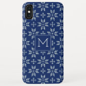 Coques Case-Mate iPhone Sweat Marine White FairIsle Xmas Holiday Monogramm (Dos)