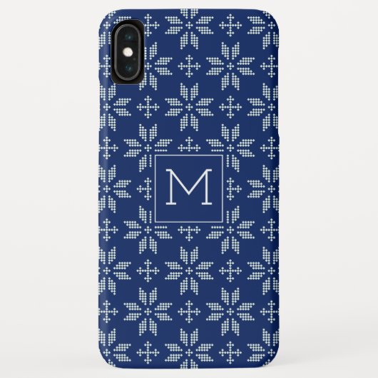 Coques Case-Mate iPhone Sweat Marine White FairIsle Xmas Holiday Monogramm (Dos)