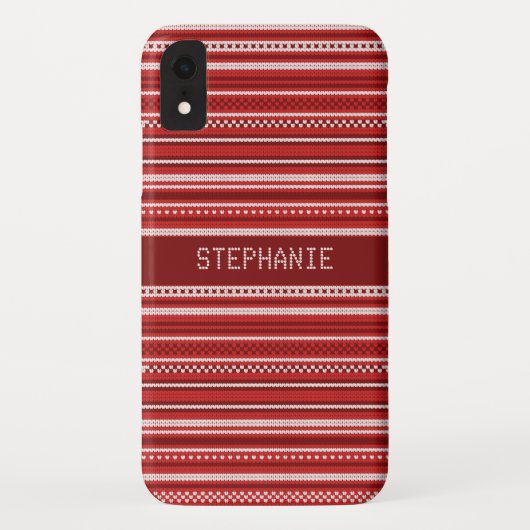 Coques Case-Mate iPhone Sweat Rouge Blanc Blancs Noël Personnalisé (Dos)