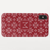 Coques Case-Mate iPhone Sweat Rouge Blanc FairIsle Monogramme de Noël (Dos (Horizontal))