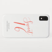 Coques Case-Mate iPhone Sweet 16 Coral Script Blanc 16e anniversaire (Dos (Horizontal))