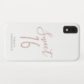 Coques Case-Mate iPhone Sweet 16 Rose Parties scintillant Script Blanc 16e (Dos (Horizontal))