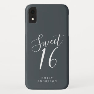 Case-Mate iPhone Case Sweet 16 Script noir blanc 16e anniversaire