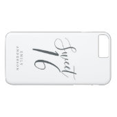 Coques Case-Mate iPhone Sweet 16 Script noir blanc 16e anniversaire (Dos (Horizontal))