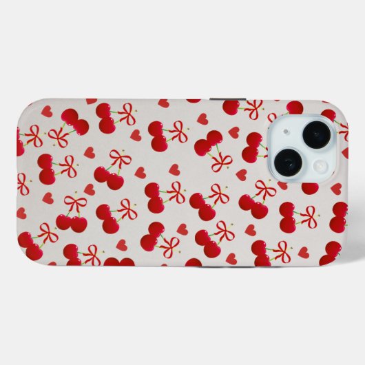 Coques Case-Mate iPhone Sweet Cherry Bow iPhone 15 Case 🍒 (Verso (horizontal))