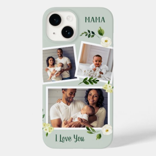 Coques Case-Mate iPhone Sweet Greenery Mama cadeau photo personnalisé (Verso)