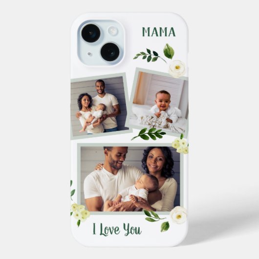Coques Case-Mate iPhone Sweet Greenery Mama cadeau photo personnalisé (Verso)
