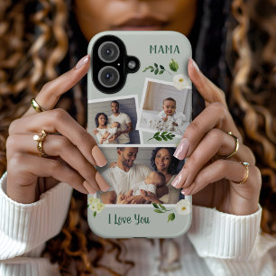 Coques iPhone 16 Sweet Greenery Mama cadeau photo personnalisé